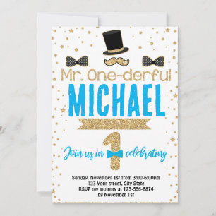 M. Onederful Invitation de fête d'anniversaire