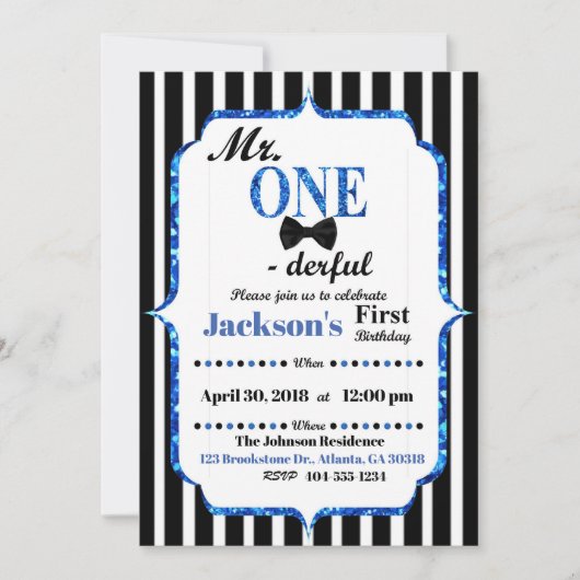 M. ONEderful Invitation de premier anniversaire (Devant)