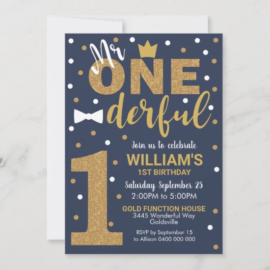 M. Onederful Invitation Marine et Or (Devant)