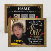 M. Onederful Invitations de premier anniversaire (Devant / Derrière)