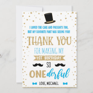 M. Onederful Premier anniversaire carte de remerci