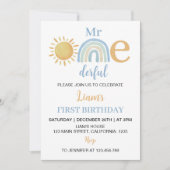 M. Onederful Sunshine Rainbow Invitation d'anniver (Devant)