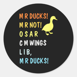 M R Eenden M R Niet O S M R C M Grappige Vleugels Ronde Sticker