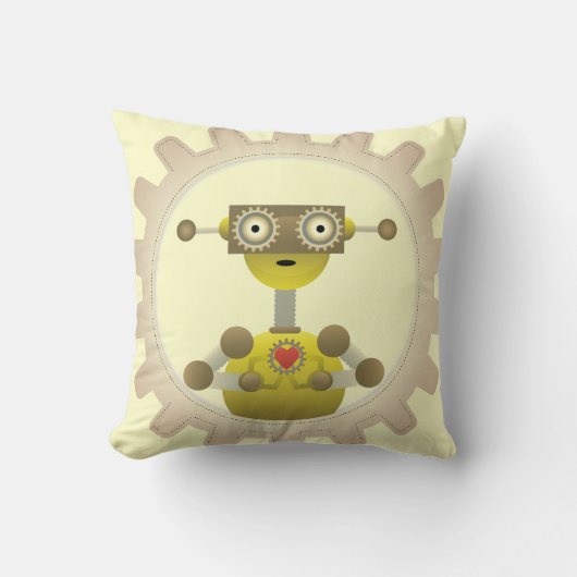 M. Robot avec Coussin Coeur d'engrenage Steampunk (Recto)