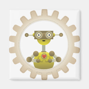 M. Robot avec Gear Steampunk Magnet de coeur