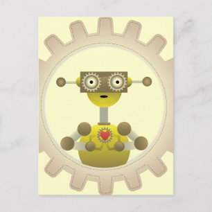 M. Robot avec Steampunk Gear Cartes postales Coeur