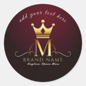 M - Sticker rond classique couronné (Devant)