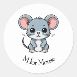 M voor muis ronde sticker