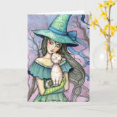 Ma carte de féline sorcière tabby douce Notecard (Fleur jaune)