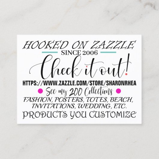 Ma carte Zazzle (Dos)