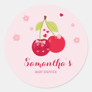Ma Cherie Cherry Pink Coquette Girl Baby shower Ronde Sticker