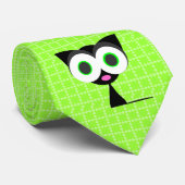 Ma cravate modelée par vert chanceux de chat noir (Roulé)