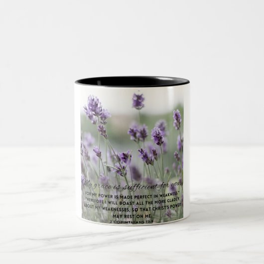Ma grâce Fleurs violettes Bible Verse Mug (Centre)