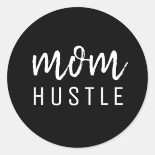 Ma Hustle   Modern Script Black Moederdag Ronde Sticker