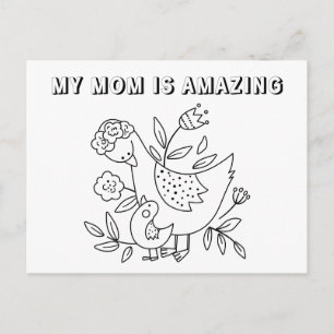 Ma Maman est Géniale - Carte Postale à Colorier po