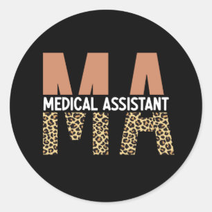 MA Medical Assistant Leopard Print Ronde Sticker