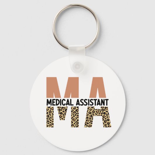 MA Medical Assistant Leopard Print Sleutelhanger (Voorkant)