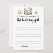 Ma Mémoire Préférée De La Carte Fille Anniversaire (Devant)
