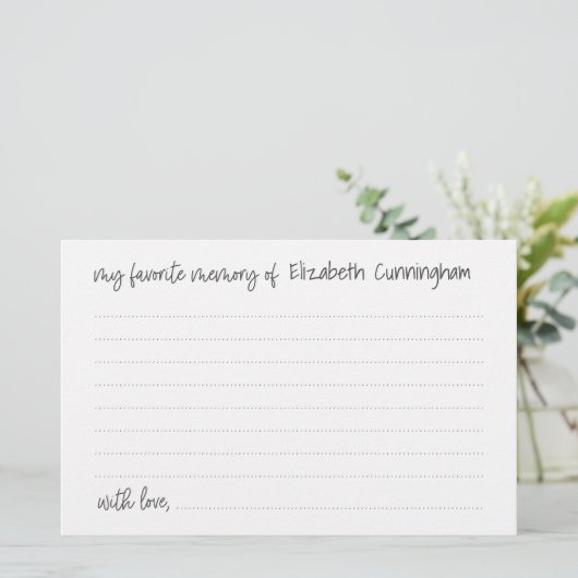 Ma mémoire préférée Funérailles Carte d'assiduité  (Debout devant)