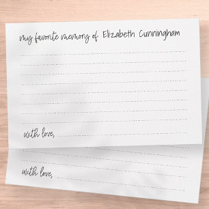 Ma mémoire préférée Funérailles Carte d'assiduité 