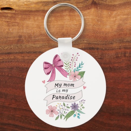 "Ma Mère est Mon Paradis" – Élégant Porte-Clés en (Recto)