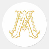 MA of AM Monogram sticker in goud (Voorkant)