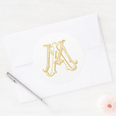 MA of AM Monogram sticker in goud (Envelop)