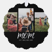 Ma Opgericht Modern Script Zwart 3 Foto Ornament Kaart (Achterkant)