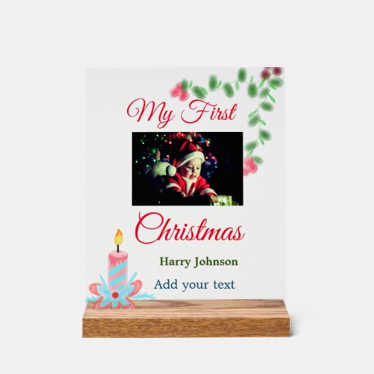 Ma première bougie de Noël ajouter nom photo bébé  (Recto)
