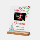 Ma première bougie de Noël ajouter nom photo bébé  (Angle)