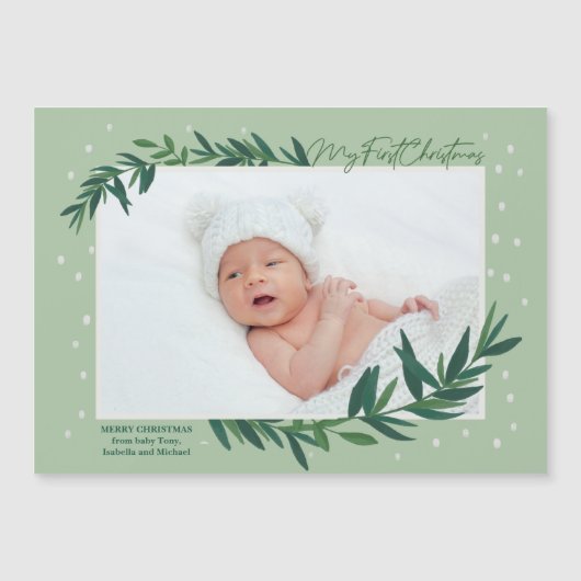Ma première carte magnétique photo de bébé de Noël (Devant)