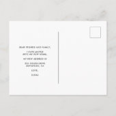 Ma première carte postale faire-part à domicile (Dos)