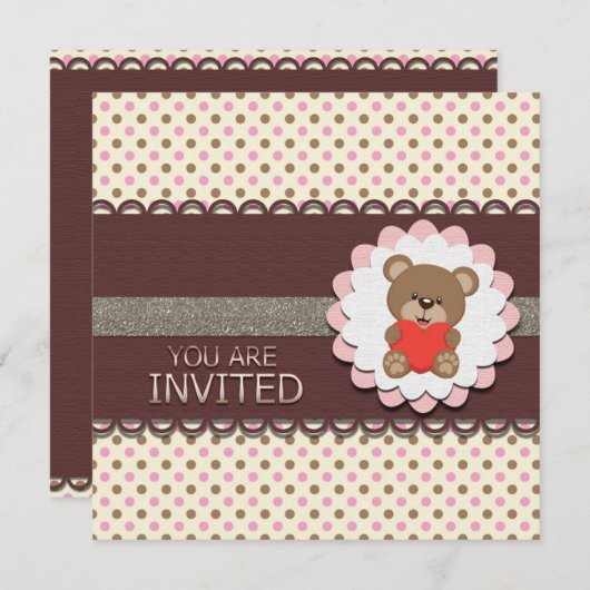 Ma première invitation d'anniversaire de Beary (Devant / Derrière)