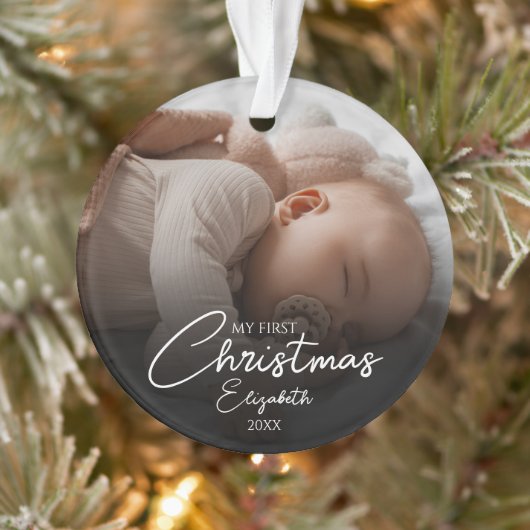 Ma première photo de bébé de Noël Écriture élégant (Arbre)