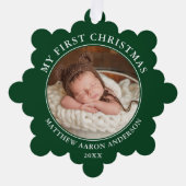 Ma première photo de Noël Carte Ornement Vert (Recto)