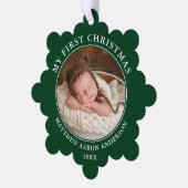 Ma première photo de Noël Carte Ornement Vert (Gauche)