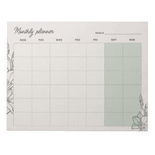 Ma-Zo Minimaal Beige Maandelijkse planner, aangepa Notitieblok