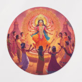 Maa Durga – Het hart van de Dussehra-feesten Labels (Design 2)