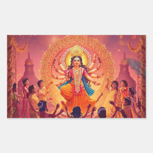 Maa Durga – Het hart van de Dussehra-feesten Rechthoekige Sticker