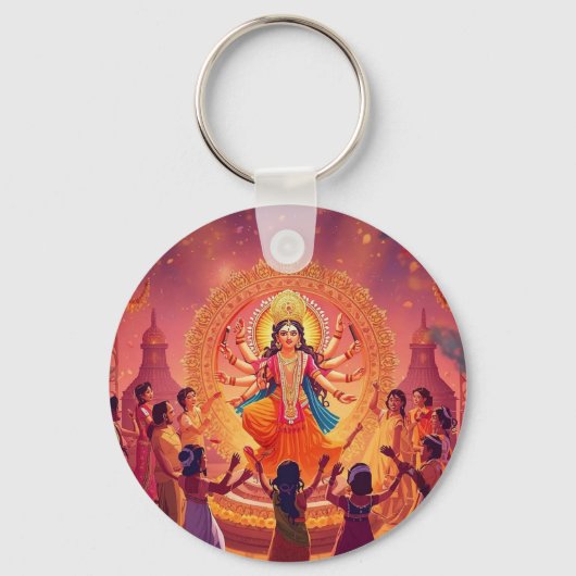 Maa Durga – Het hart van de Dussehra-feesten Sleutelhanger (Voorkant)