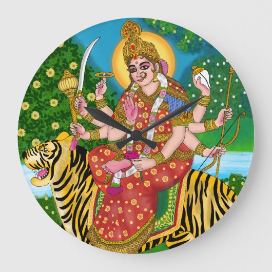 Maa Durga wandklok Grote Klok (Voorkant)