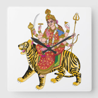 Maa Durga wandklok Vierkante Klok