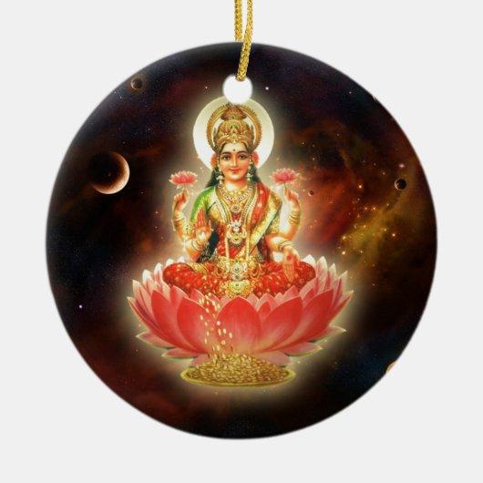 Maa Maha Lakshmi Devi Laxmi Goddess of Wealth Keramisch Ornament (Voorkant)