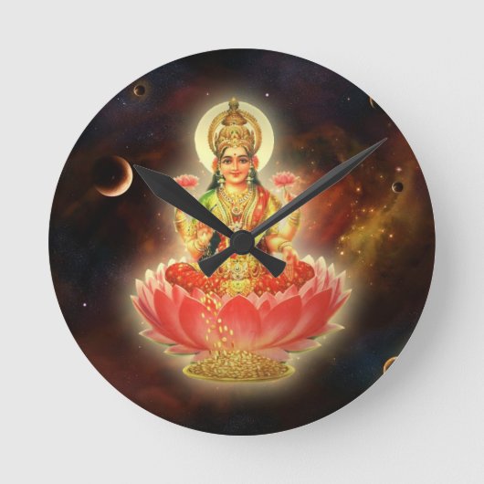 Maa Maha Lakshmi Devi Laxmi Goddess of Wealth Ronde Klok (Voorkant)