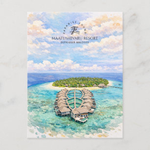 Maafushivaru Resort, Outrigger Maldives Watercolor Briefkaart