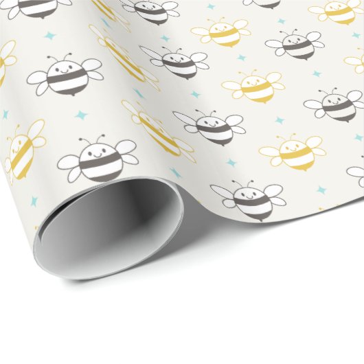 Maagbare bijen Ivory White Cadeaupapier (Rol Hoek)