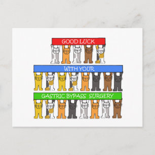 Maagbypass, veel succes, Cartoon katten. Briefkaart
