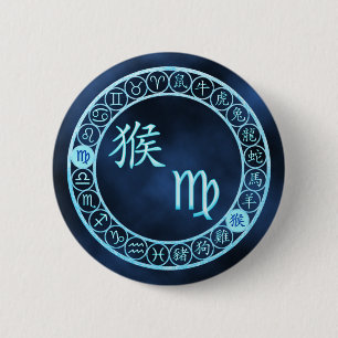 Maagd/aap Ronde Button 5,7 Cm