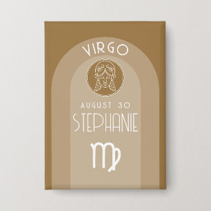 Maagd Custom Verjaardag Zodiac - Modern Design Button
