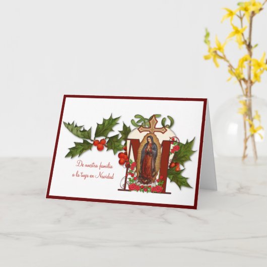 Maagd de Guadalupe Kerstmis Latijn Kaart (Gele Bloem)
